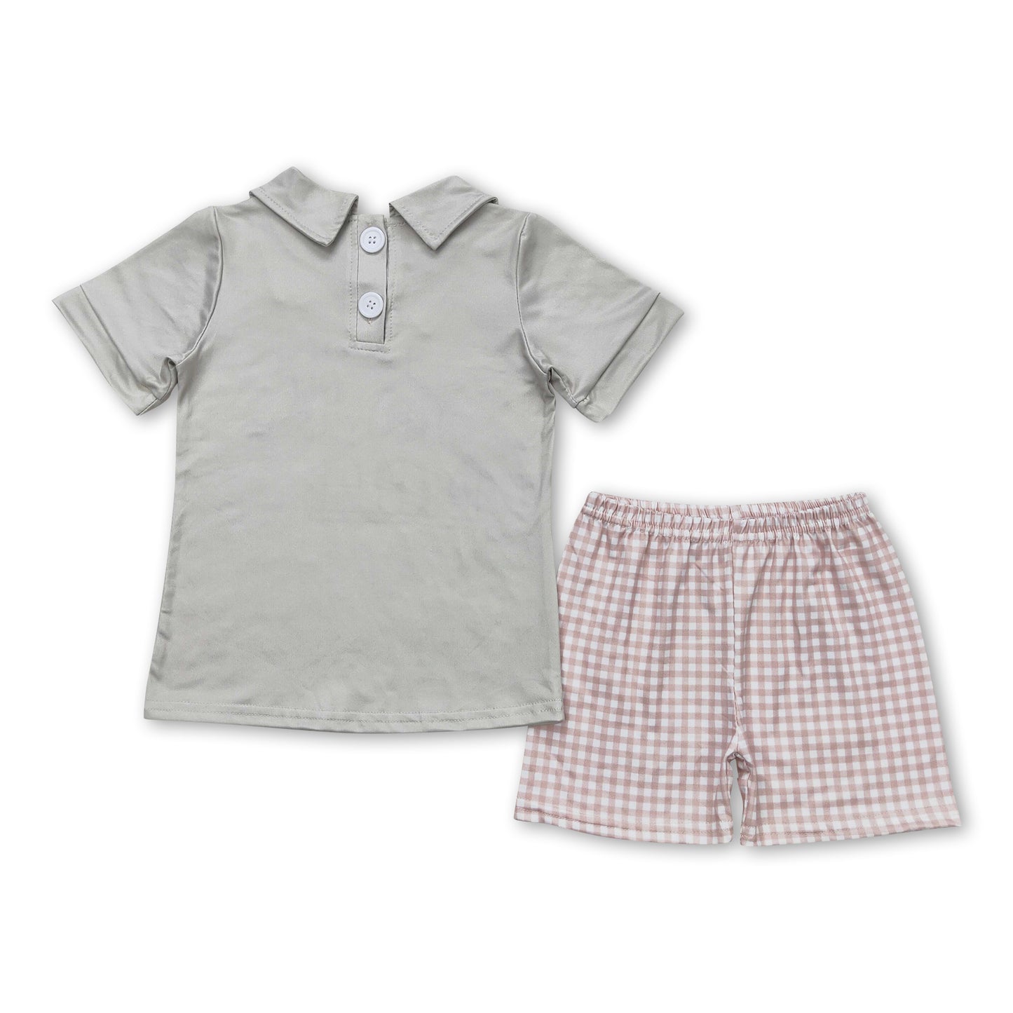 Short sleeves old story top plaid shorts boys clothes