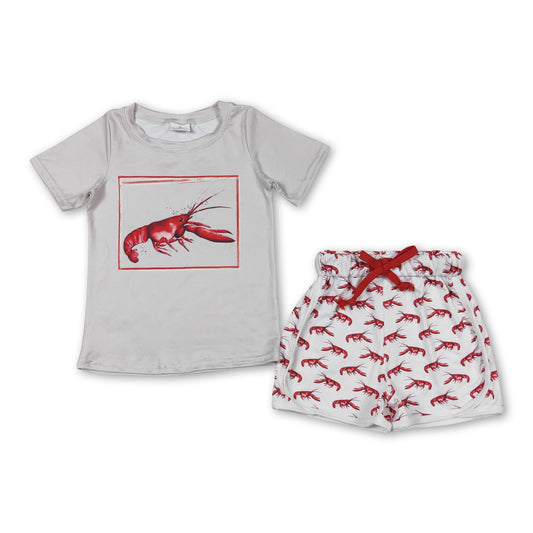 Short sleeves crawfish top shorts kids boys clothes