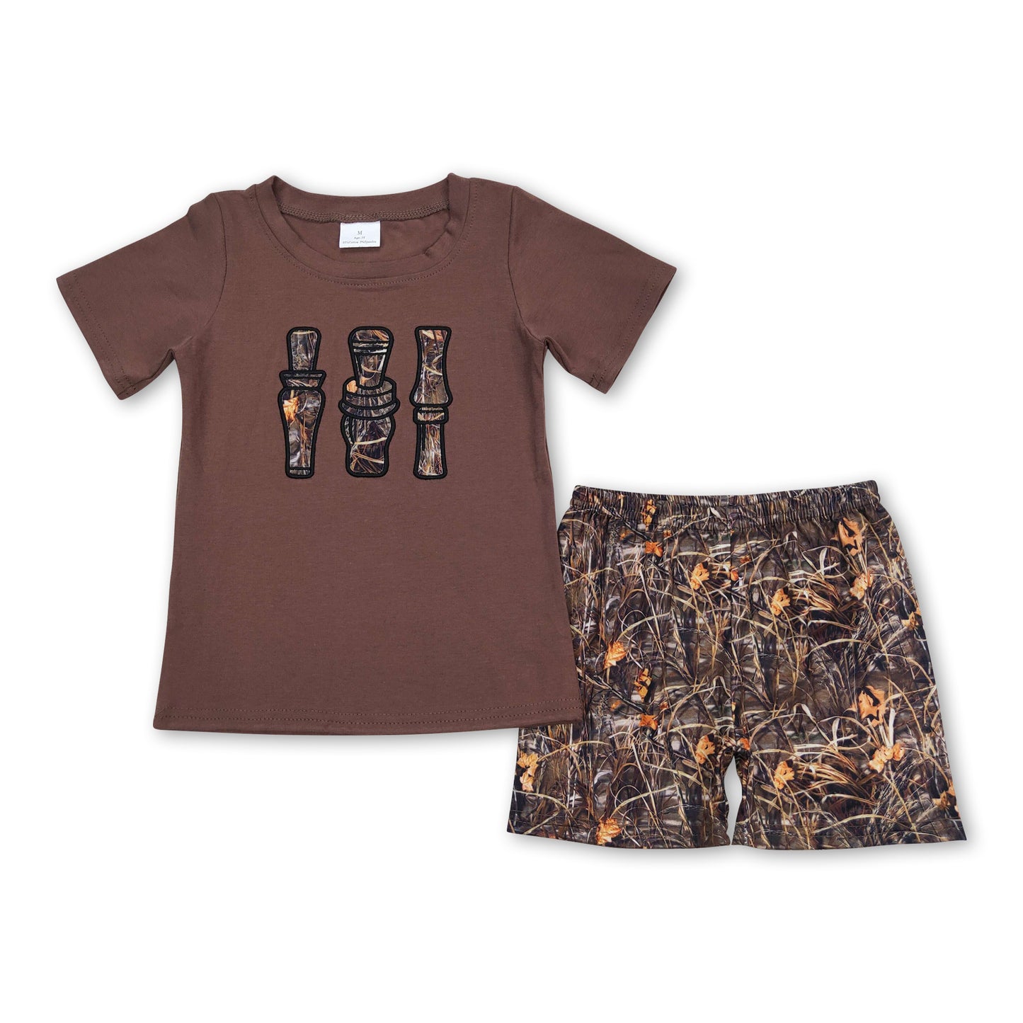 Short sleeves duck call top camo shorts kids boys clothing