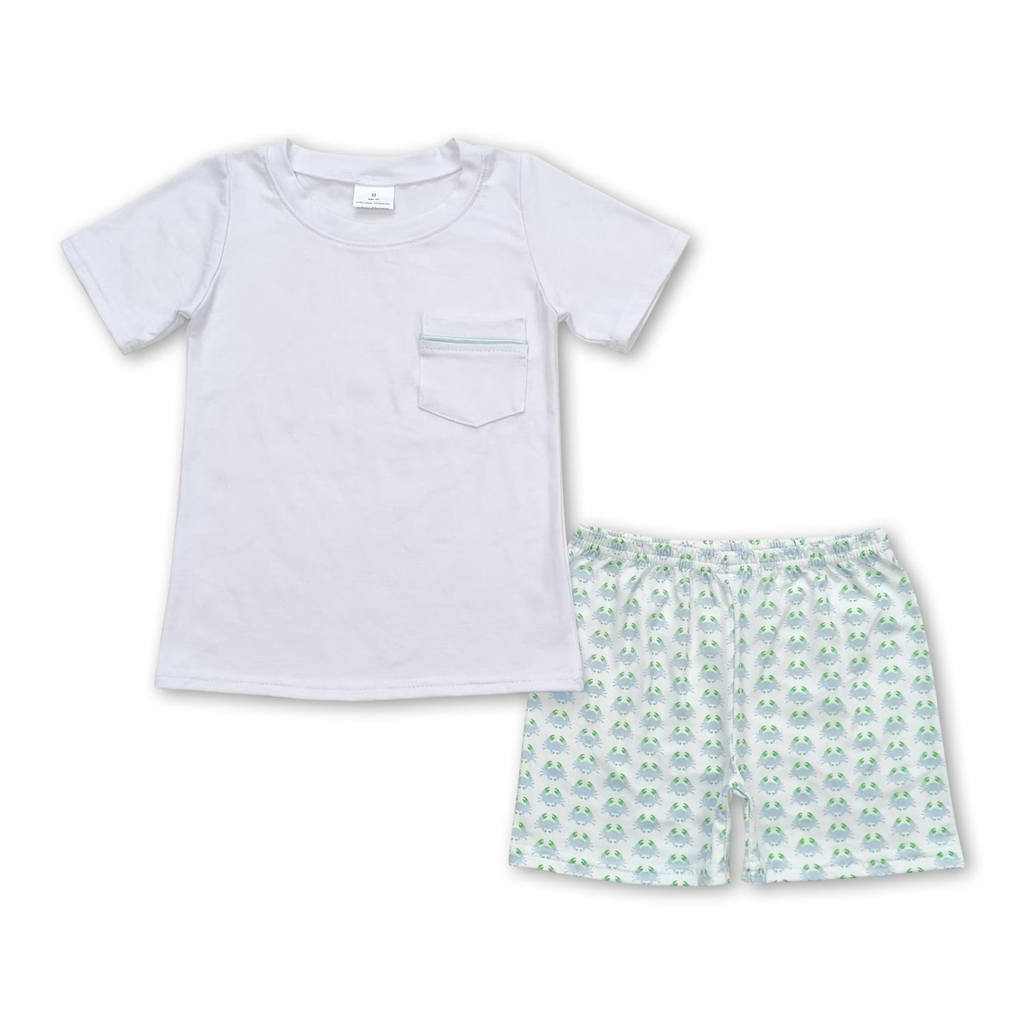 White short sleeves top crab shorts boys clothes