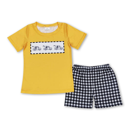 Constructions top plaid shorts boys summer outfits