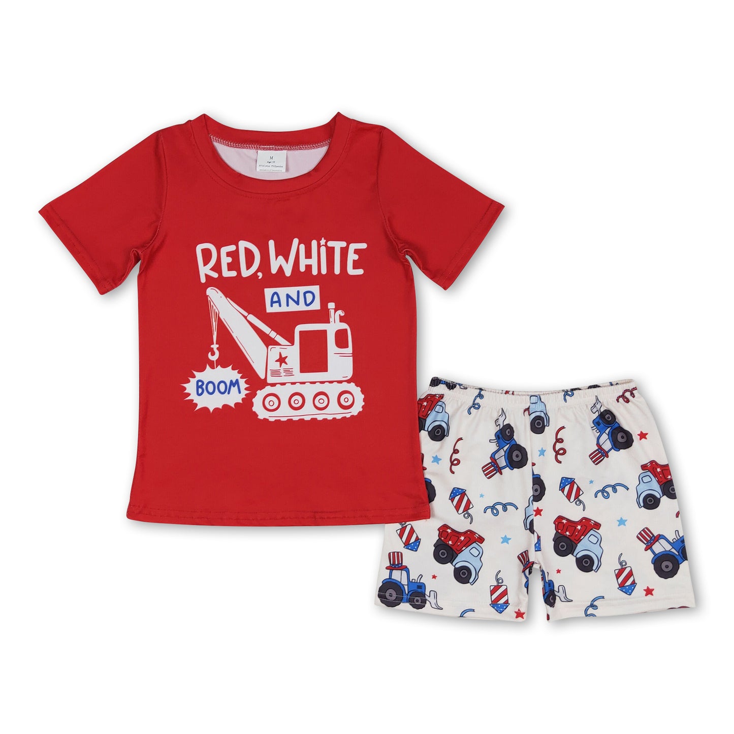 Red white boom constructions boys 4th of july clothes