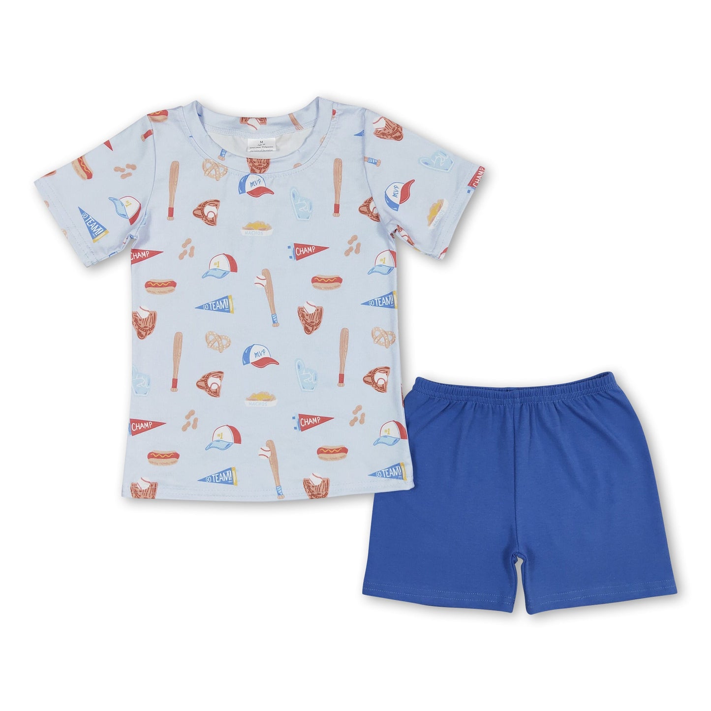 Short sleeves baseball pocket top shorts boys summer set