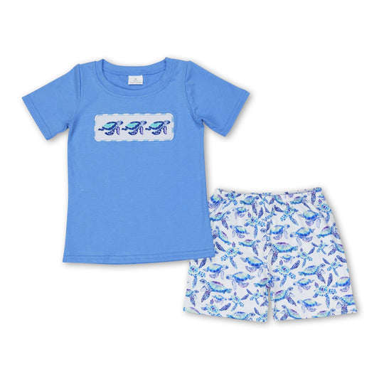 Short sleeves turtle top shorts boys summer clothes