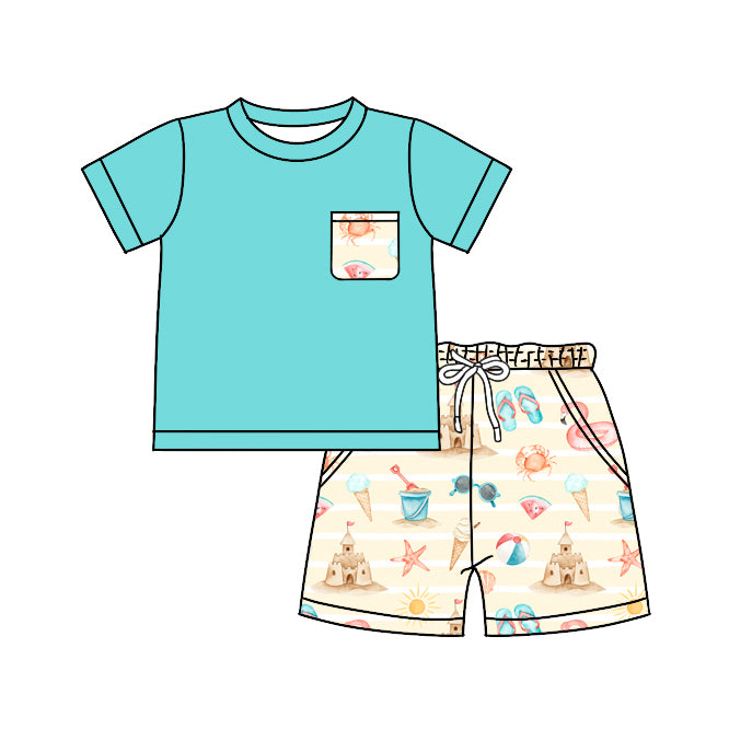 Pocket top sandcastle ball shorts boys summer clothes