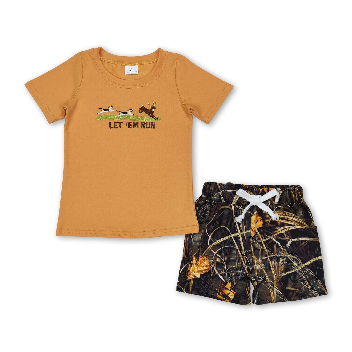 Let 'em run deer top camo shorts boys clothes