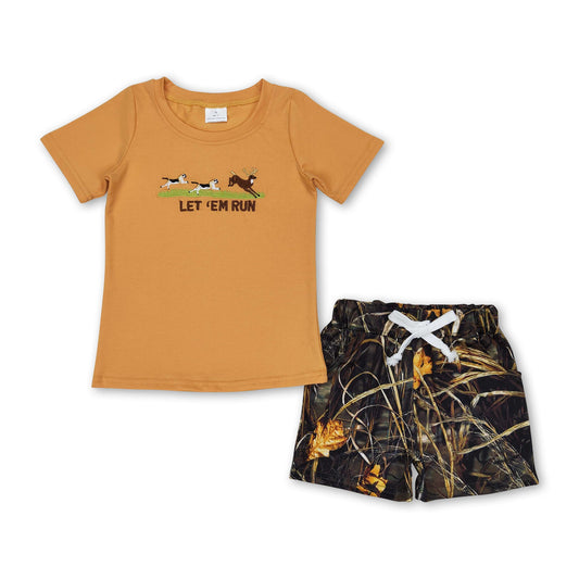 Let 'em run deer top camo shorts boys clothes