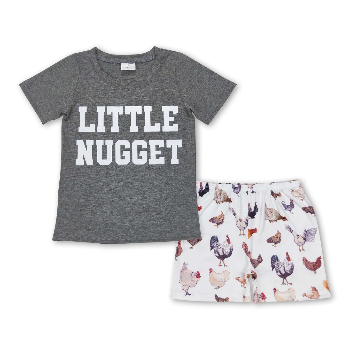 Short sleeves grey top chicken shorts boys clothes