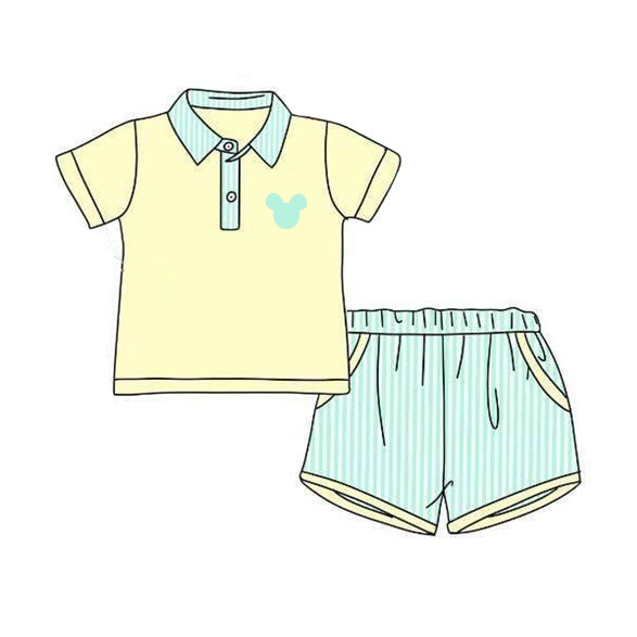 Yellow mouse polo shirt stripe shorts boys clothes