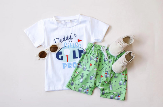 Daddy's little golf boy top shorts clothing set