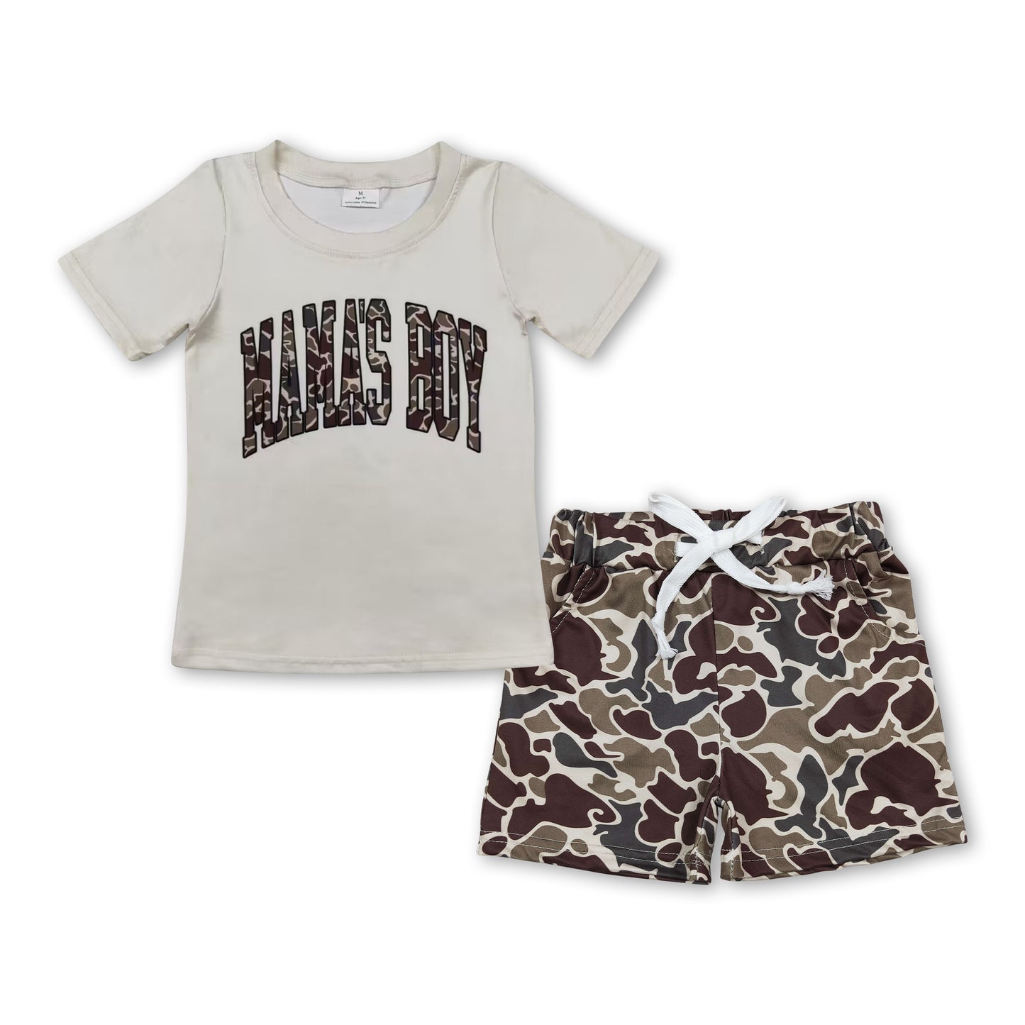 Mama's boy top camo shorts kids clothing set