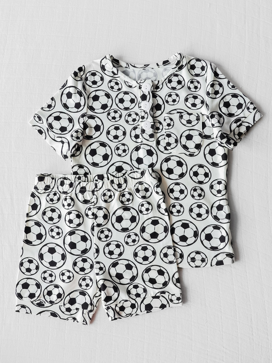 Short sleeves soccer top shorts kids boys pajamas