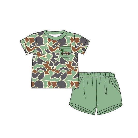 Duck pocket mint camo short sleeves top shorts boys clothes