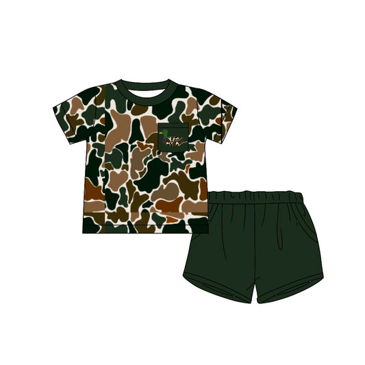 Duck pocket camo dark green top shorts boys clothes