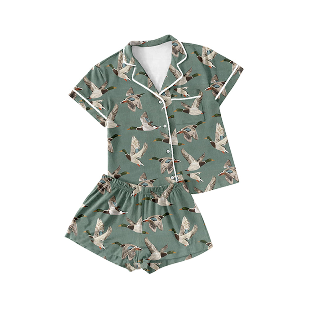 Duck pocket adult men button down summer pajamas