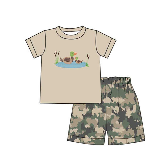 Short sleeves duck top camo shorts kids boys clothing