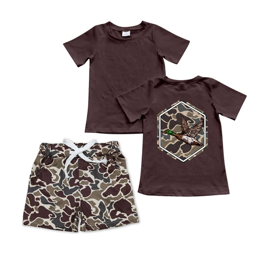 Brown camo duck top pocket shorts boys clothes