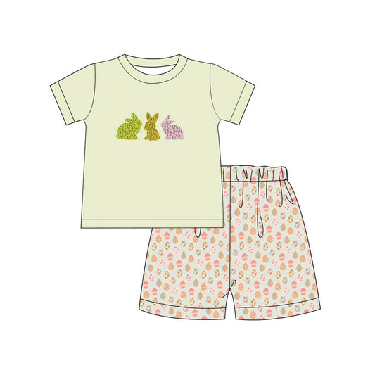 Short sleeves bunny top eggs shorts boys Easter outfits