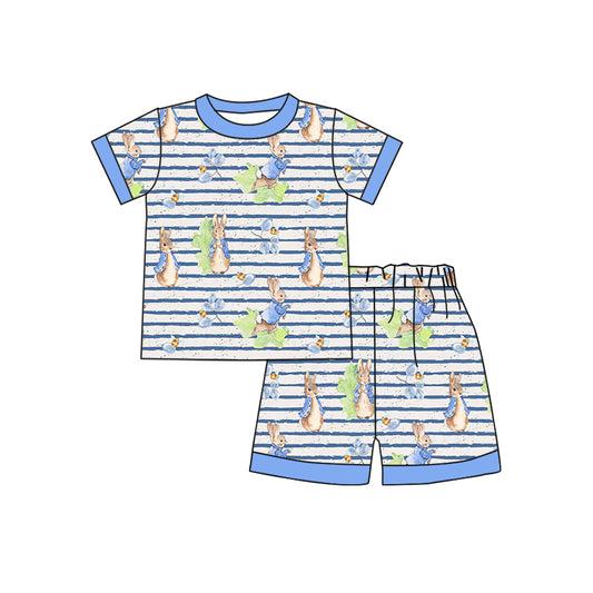 Light blue stripe rabbit kids boys Easter clothes