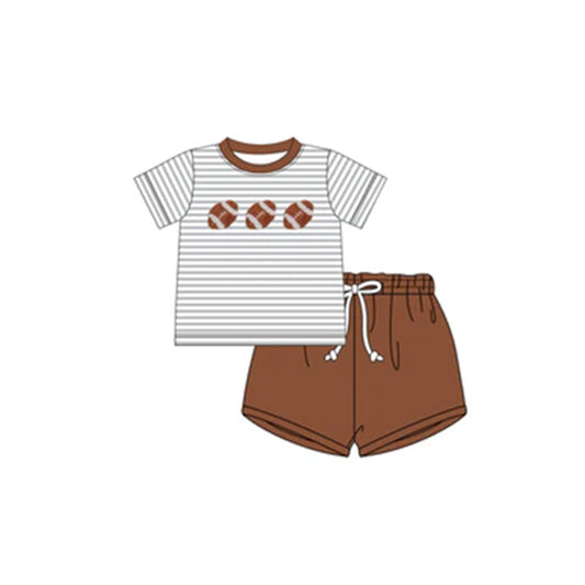 Grey stripe football top brown shorts boys clothing