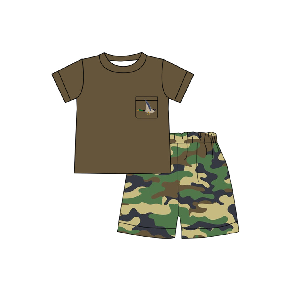 Short sleeves fish pocket top camo shorts boys clothes