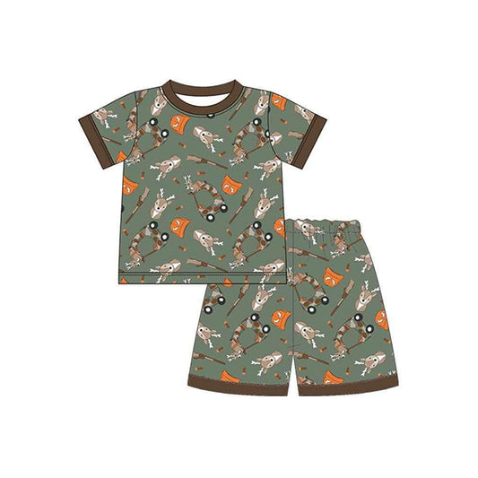 Short sleeves deer camo car kids boys summer pajamas