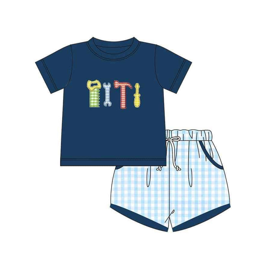 Short sleeves navy tools baby boys clothes