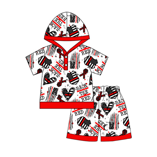 Short sleeves flag back the red hoodie shorts boys clothes