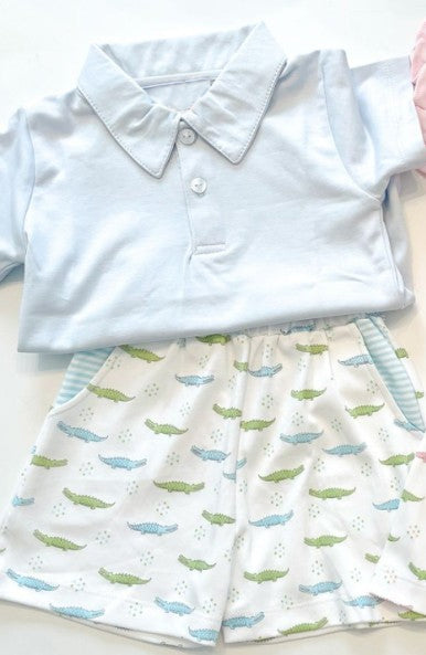 Short sleeves polo shirt crocodile shorts boys clothes