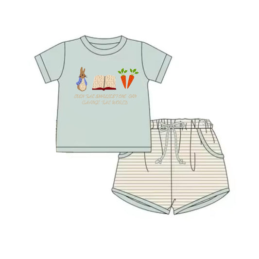 Rabbit carrot top stripe shorts kids boys Easter outfits