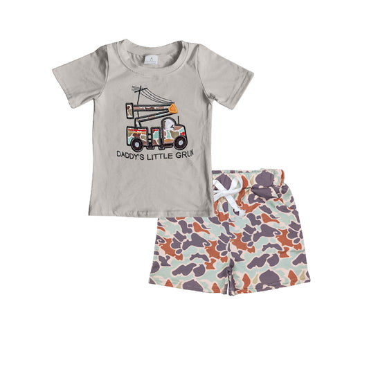 Short sleeves lineman camo top shorts boys clothes