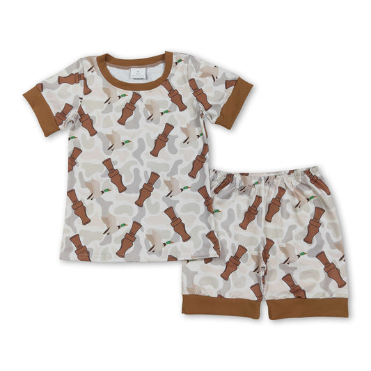 Short sleeves duck call camo kids boys pajamas