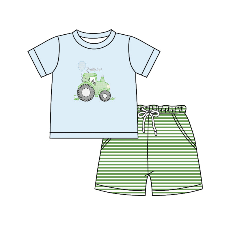 Short sleeves tractor top stripe shorts farm boy clothes