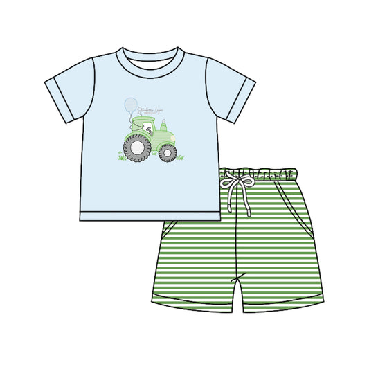 Short sleeves tractor top stripe shorts farm boy clothes