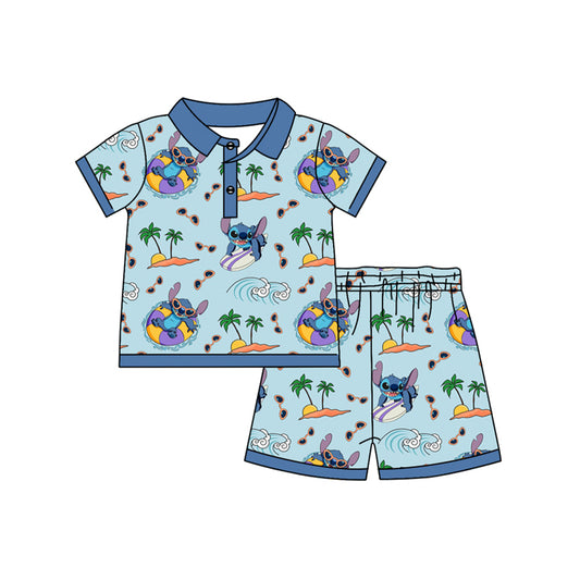 Short sleeves koala polo shirt shorts kids boys summer outfits