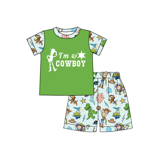 Short sleeves I'm a cowboy top toy shorts boys clothes