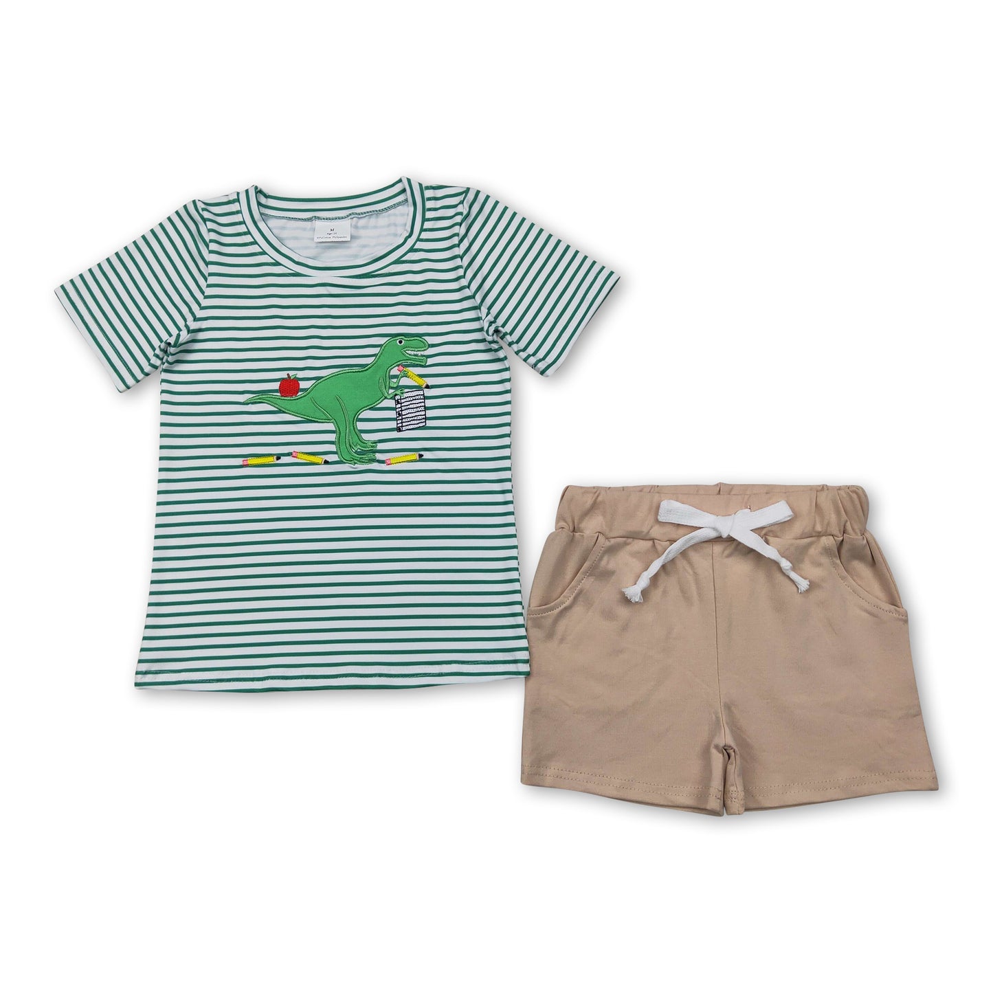 Dinosaur apple book top shorts kids boys back to school clothes