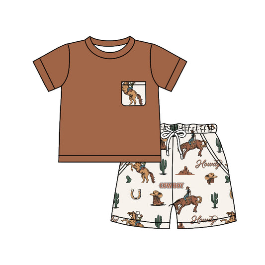 Brown pocket top rodeo horse cowboy western boy clothes