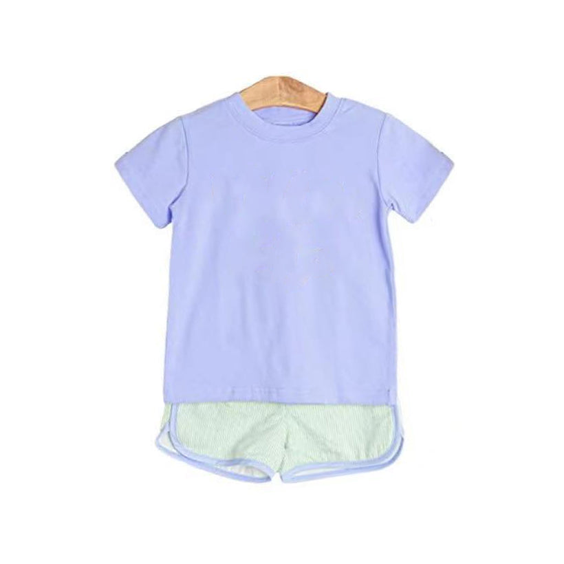 Short sleeves top green shorts kids boys clothing set