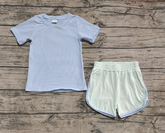 Short sleeves top green shorts kids boys clothing set
