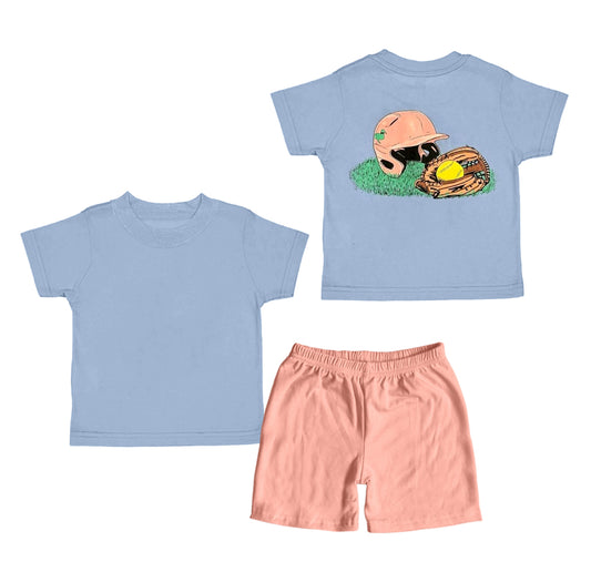 Short sleeves softball top shorts kids boys clothes