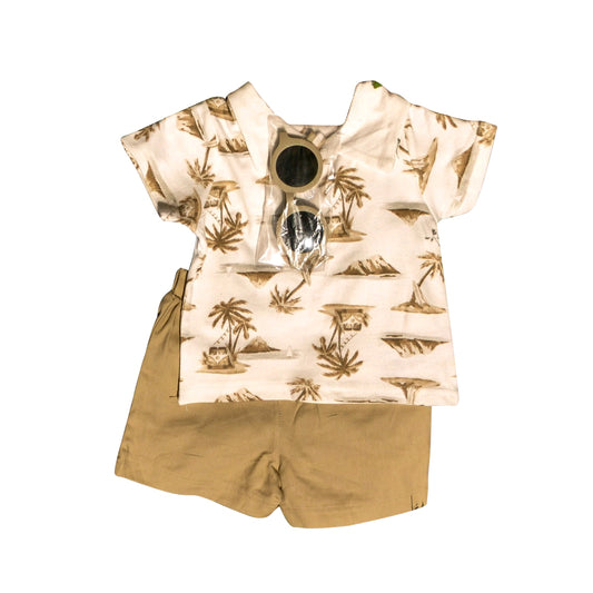 Short sleeves trees camping kids boys clothing set