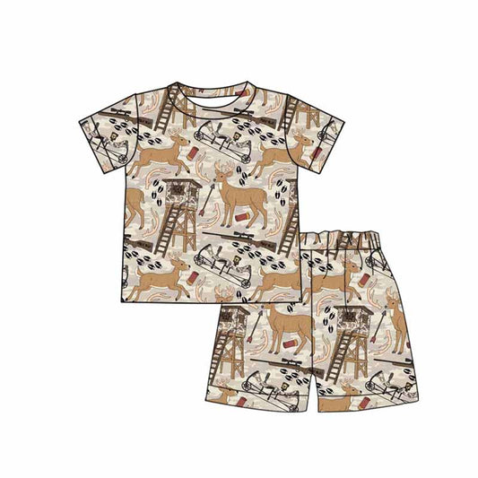 western deer print kids boys summer clothes