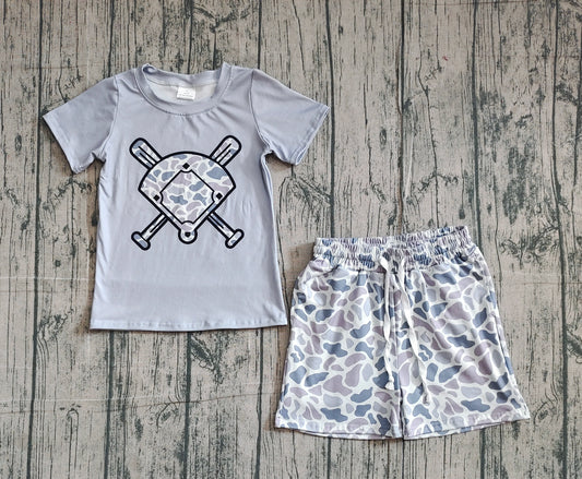 Short sleeves grey camo golf top shorts toddler boys outfits