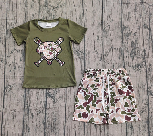 Short sleeves golf top duck dog deer camo shorts boys outfits