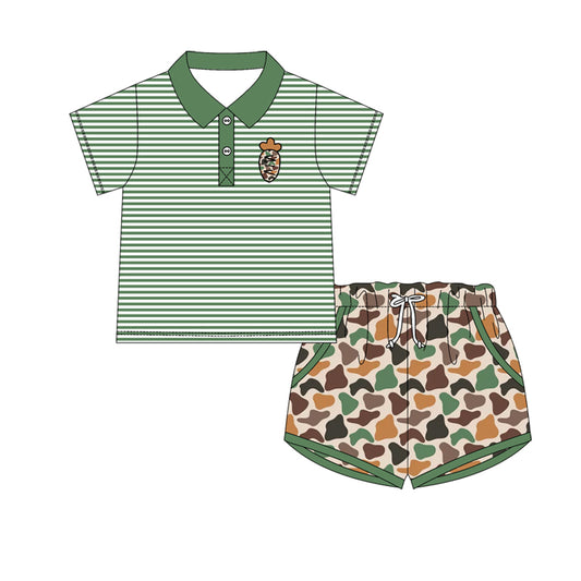 Stripe camo carrot polo top shorts boys Easter clothes