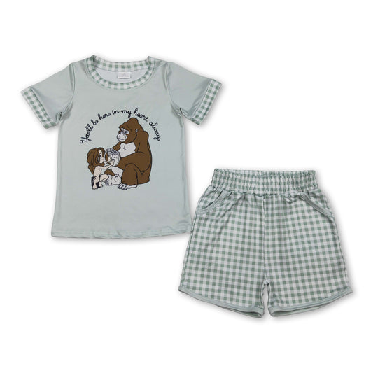 You'll be here in my heart top plaid shorts boys outfits