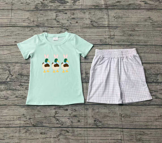 Short sleeves duck rabbit embroidery kids boys Easter outfits