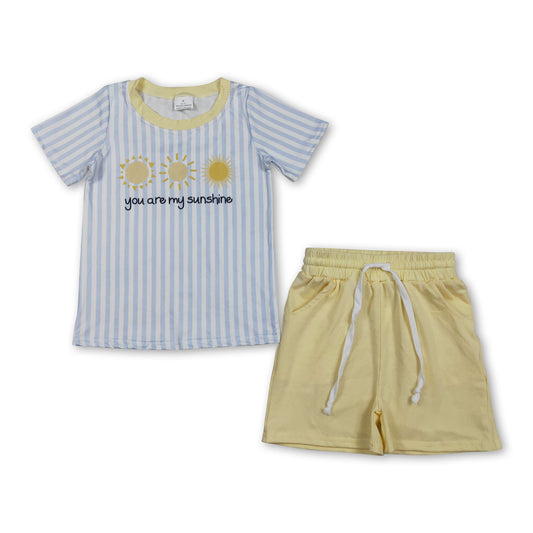 Stripe you are my sunshine top shorts boys outfits