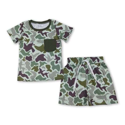 Short sleeves pocket duck camo top shorts boys outfits